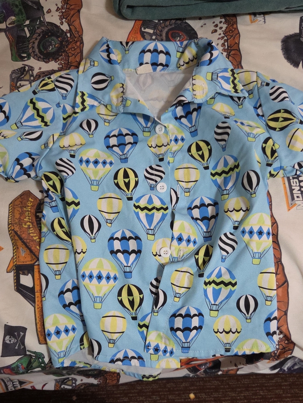 Boys Blue Hot Air Balloon Button-Up Shirt
